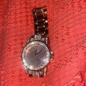 Rose Gold Crystal Watch.   Stainless steel.